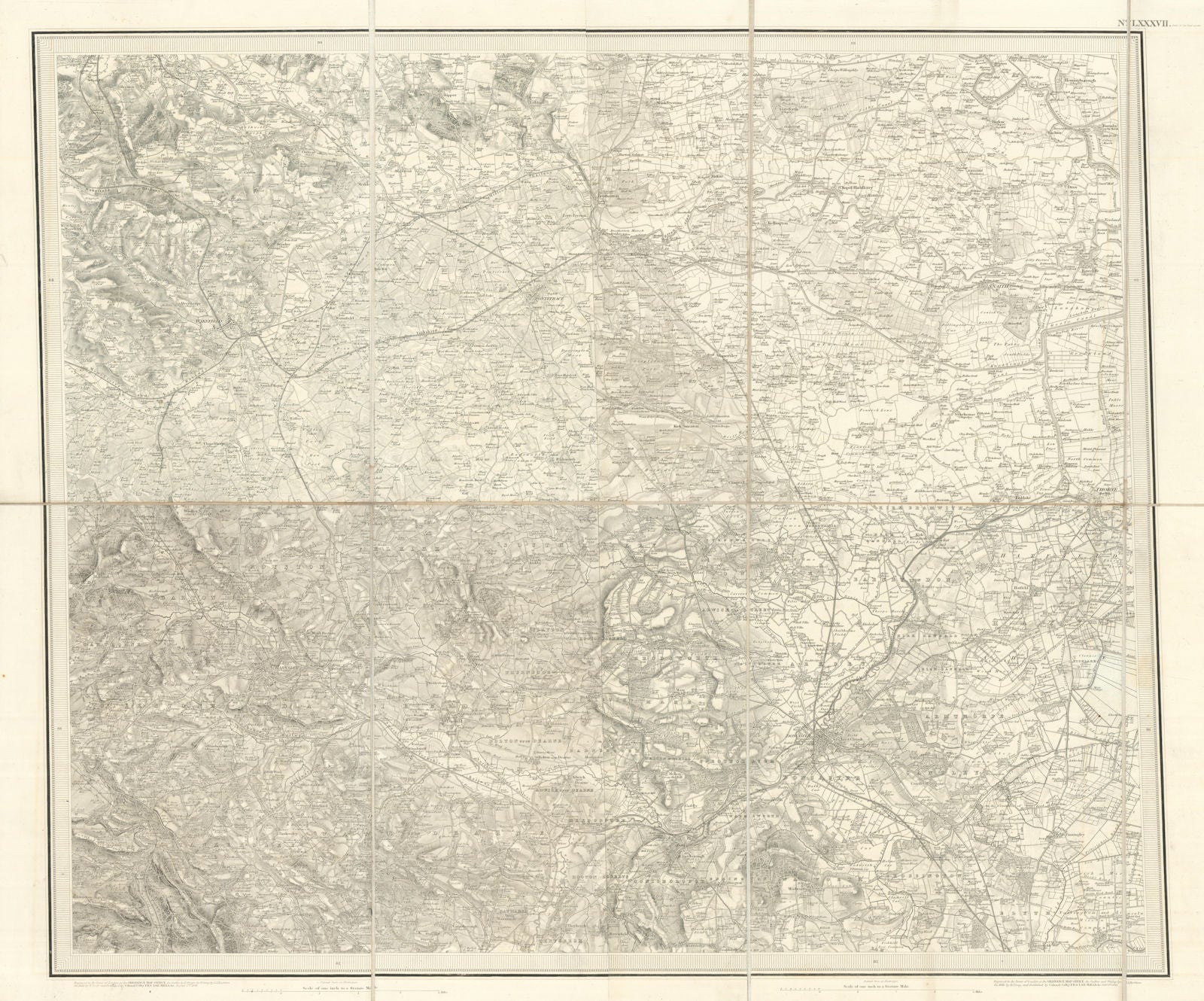 OS #87 Yorkshire Coalfield & Humberhead Levels. Wakefield Doncaster 1841 map